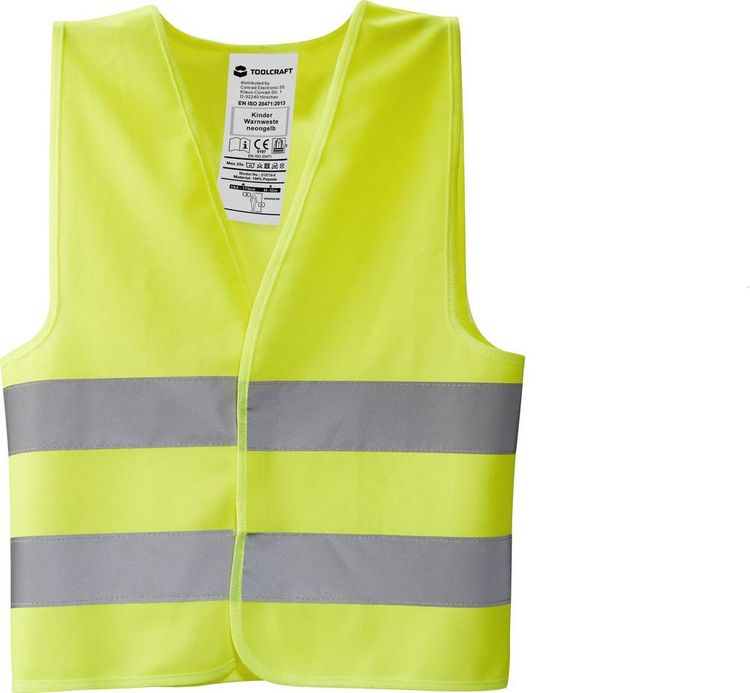 Produktbild: TOOLCRAFT TO-5150550 Kinder Warnweste neongelb EN ISO 20471:2013