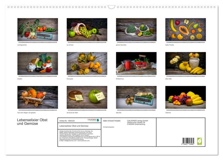 Produktbild: Lebenselixier Obst und Gem&uuml;se (Wandkalender 2026 DIN A2 quer), CALVENDO Monatskalender