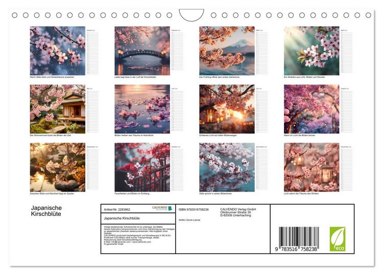 Produktbild: Japanische Kirschbl&uuml;te (Wandkalender 2027 DIN A4 quer), CALVENDO Monatskalender