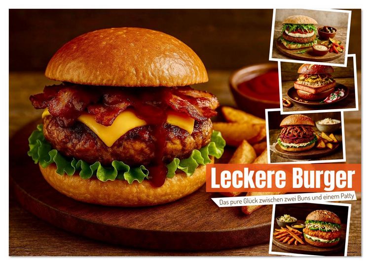 Produktbild: Leckere Burger (Tischkalender 2026 DIN A5 quer), CALVENDO Monatskalender