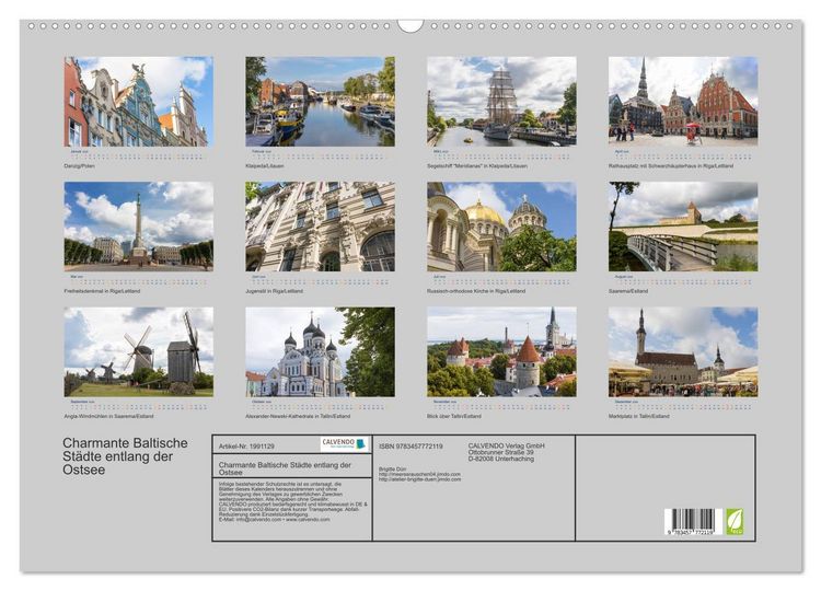 Produktbild: Charmante Baltische St&auml;dte entlang der Ostsee (Wandkalender 2026 DIN A2 quer), CALVENDO Monatskalender