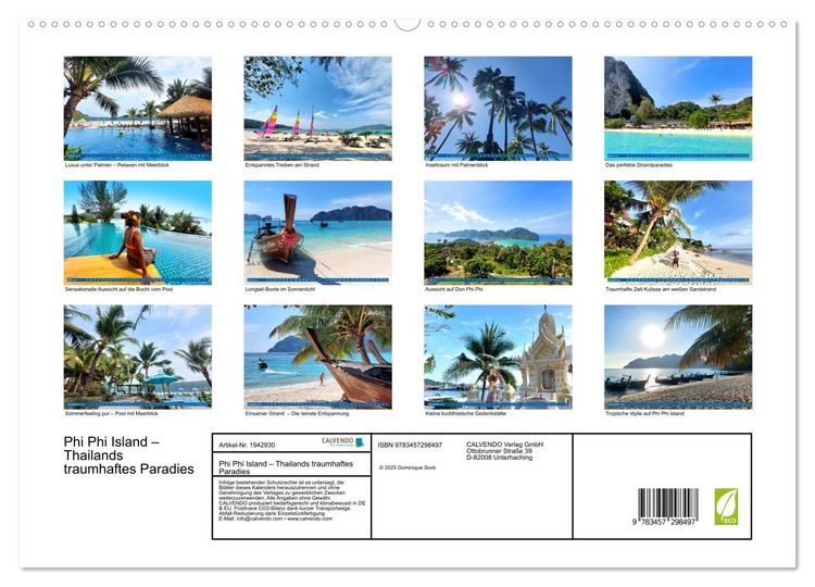 Produktbild: Phi Phi Island &ndash; Thailands traumhaftes Paradies (hochwertiger Premium Wandkalender 2026 DIN A2 quer), Kunstdruck in Hochglanz