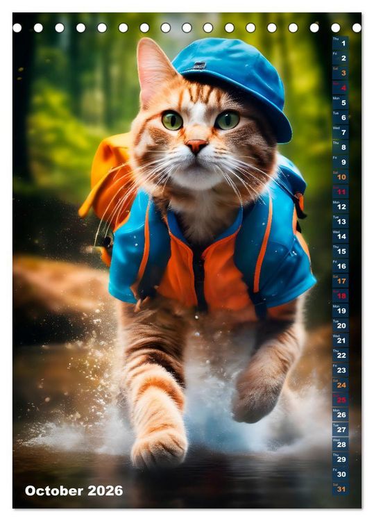 Produktbild: Outdoor sports for cats (Desk Calendar 2026 DIN A5 portrait), CALVENDO 12 Month DeskCalendar