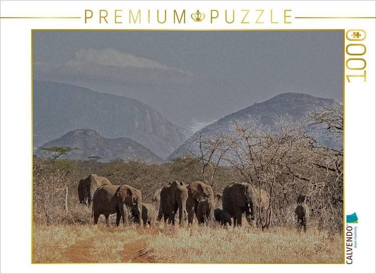 Produktbild: CALVENDO Puzzle Wildlife pur : Elefantenherde | 1000 Teile Lege-Gr&ouml;&szlig;e 64x48cm Foto-Puzzle f&uuml;r gl&uuml;ckliche Stunden