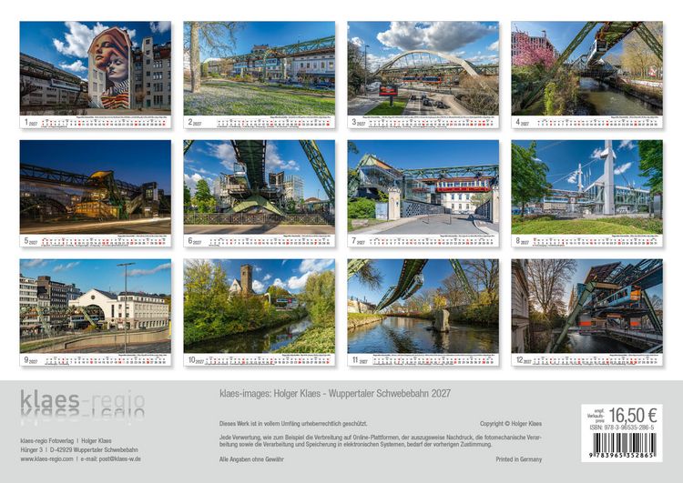 Produktbild: Wuppertaler Schwebebahn 2027 Bildkalender A3 Spiralbindung