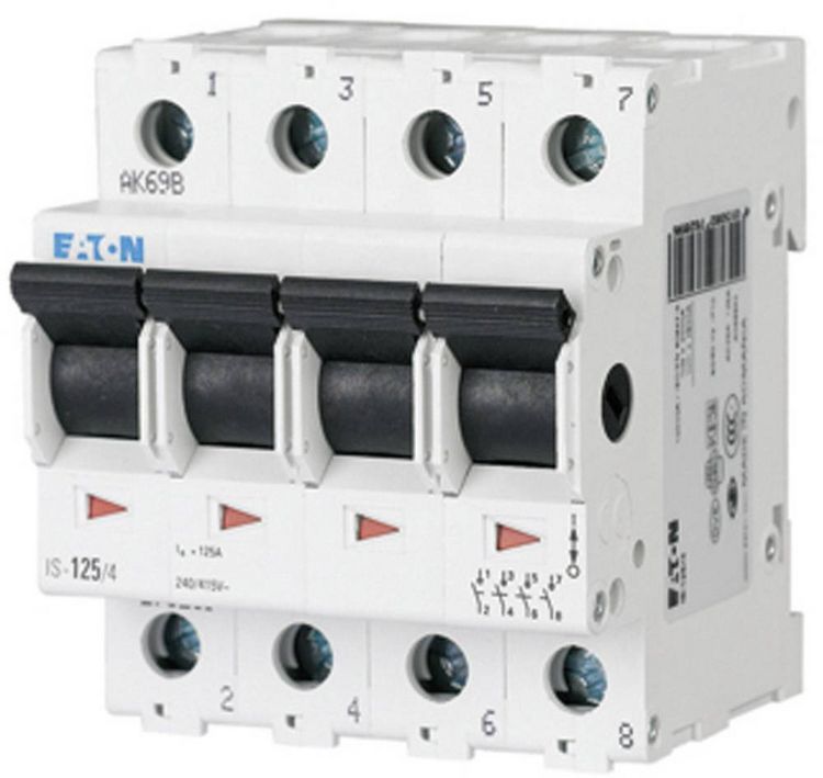 Produktbild: Hauptschalter 4polig 63 A 4 &Ouml;ffner, 4 Schlie&szlig;er 240 V/AC Eaton 276277