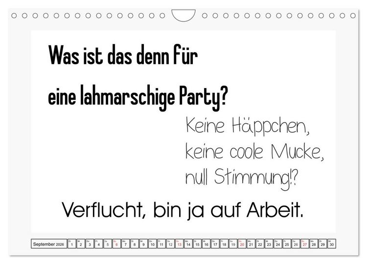 Produktbild: Typo-Kalender f&uuml;r das B&uuml;ro. Sarkasmus und fiese Spr&uuml;che (Wandkalender 2026 DIN A4 quer), CALVENDO Monatskalender