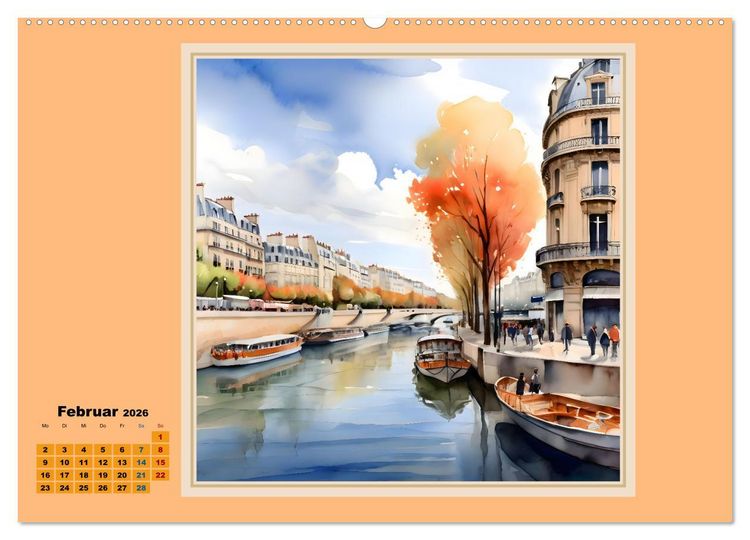 Produktbild: KI spaziert durch Paris (hochwertiger Premium Wandkalender 2026 DIN A2 quer), Kunstdruck in Hochglanz