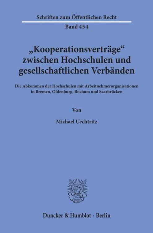 Produktbild: "Kooperationsvertr&auml;ge" zwischen Hochschulen und gesellschaftlichen Verb&auml;nden.