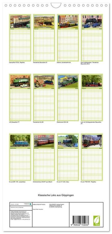 Produktbild: Familienplaner 2026 - Klassische Loks aus G&ouml;ppingen mit 5 Spalten (Wandkalender, 21 x 45 cm) CALVENDO