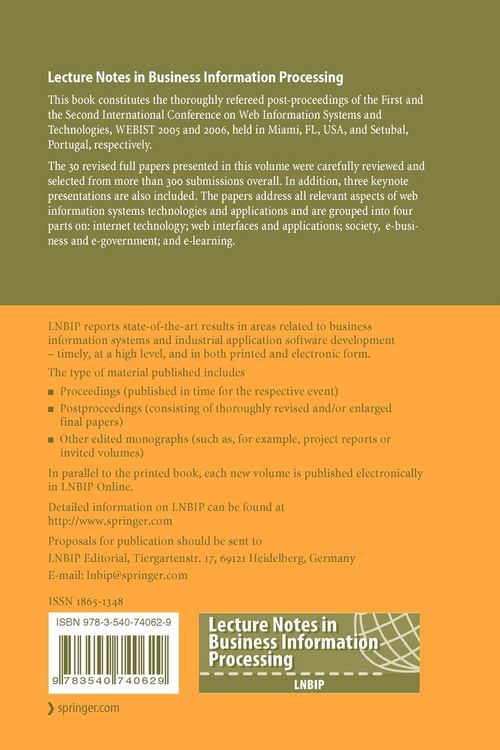 Produktbild: Web Information Systems and Technologies