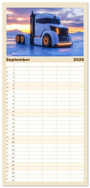 Produktbild: Familienplaner 2026 - Giganten der Stra&szlig;e mit 5 Spalten (Wandkalender, 21 x 45 cm) CALVENDO