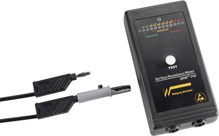 Produktbild: Wolfgang Warmbier SRM&reg;110 ESD-Testger&auml;te-Set Oberfl&auml;chenwiderstand, Ableitwiderstand inkl. Aufbewahrungstasche, inkl. Erdungskabel