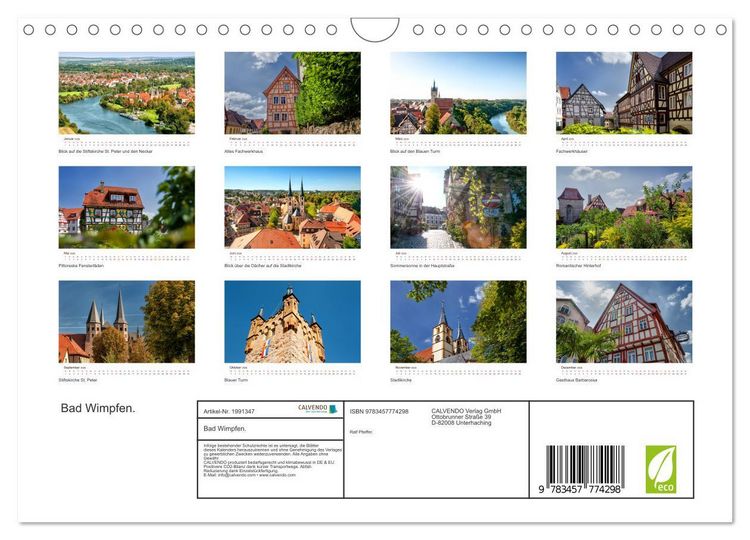 Produktbild: Bad Wimpfen. (Wandkalender 2026 DIN A4 quer), CALVENDO Monatskalender