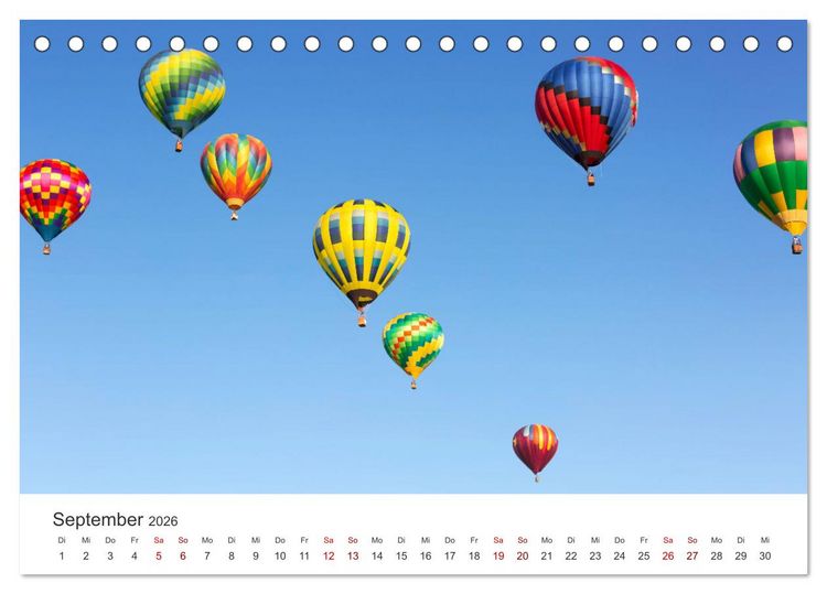 Produktbild: Kunterbunte Hei&szlig;luftballone (Tischkalender 2026 DIN A5 quer), CALVENDO Monatskalender