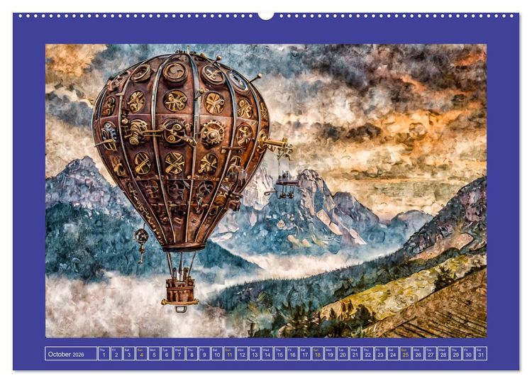 Produktbild: Steampunk power on ground, water, air and space (High Quality Premium Wall Calendar 2026 DIN A2 landscape),CALVENDO 12 Month Wall Calendar