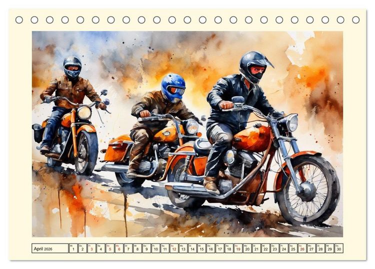 Produktbild: Sehnsucht Motorradfahren (Tischkalender 2026 DIN A5 quer), CALVENDO Monatskalender