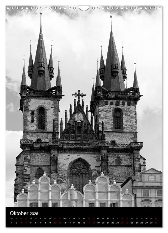 Produktbild: Prag - Die goldene Stadt in monochrom (Wandkalender 2026 DIN A3 hoch), CALVENDO Monatskalender