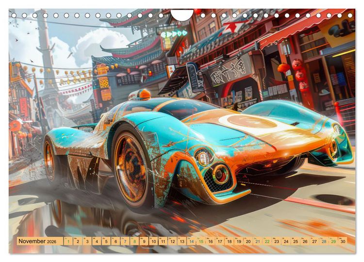 Produktbild: Futuristische Boliden - Asiatisch inspiriert (Wandkalender 2026 DIN A4 quer), CALVENDO Monatskalender