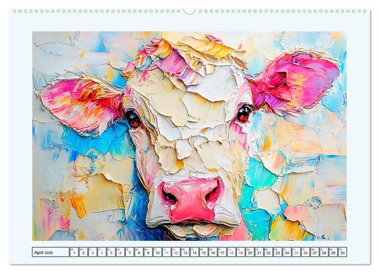 Produktbild: K&uuml;he im &Ouml;lgem&auml;lde-Stil. Ein Jahr mit lieblichen Tieren (hochwertiger Premium Wandkalender 2026 DIN A2 quer), Kunstdruck in Hochglanz