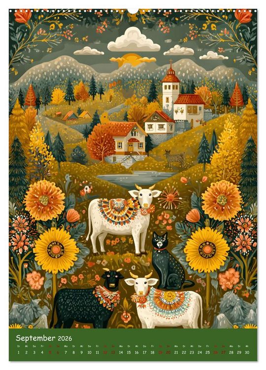 Produktbild: Folk Art Seasons (hochwertiger Premium Wandkalender 2026 DIN A2 hoch), Kunstdruck in Hochglanz