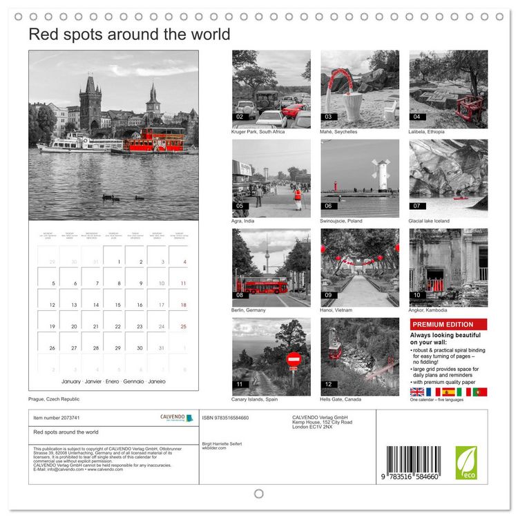 Produktbild: Red spots around the world (Wall Calendar 2026 12 &times; 12 Inch) CALVENDO 12 Month Wall Calendar