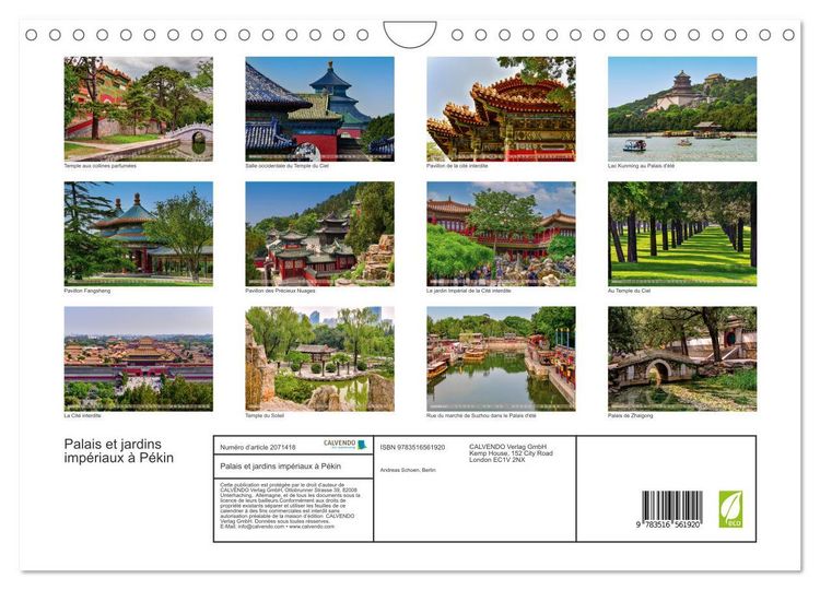 Produktbild: Palais et jardins imp&eacute;riaux &agrave; P&eacute;kin (Calendrier mural 2026 DIN A4 vertical), CALVENDO calendrier mensuel