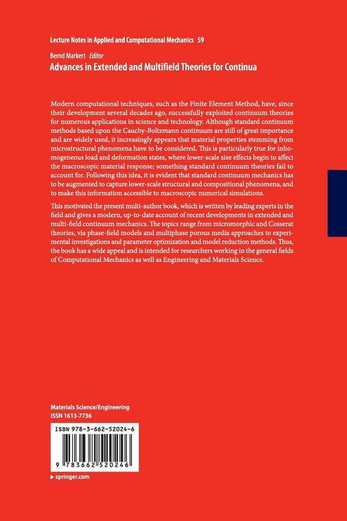 Produktbild: Advances in Extended and Multifield Theories for Continua
