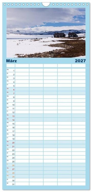 Produktbild: Familienplaner 2027 - Norwegen - Land im Norden mit 5 Spalten (Wandkalender, 21 x 45 cm) CALVENDO