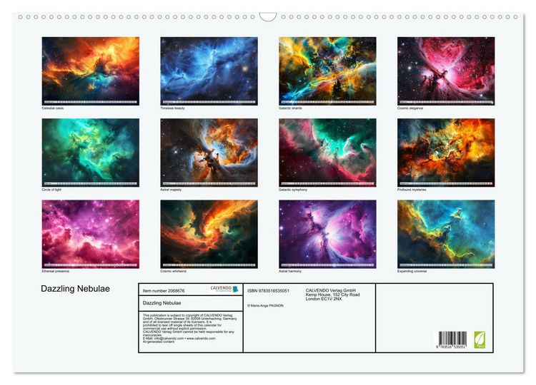 Produktbild: Dazzling Nebulae (Wall Calendar 2026 DIN A2 landscape), CALVENDO 12 Month Wall Calendar