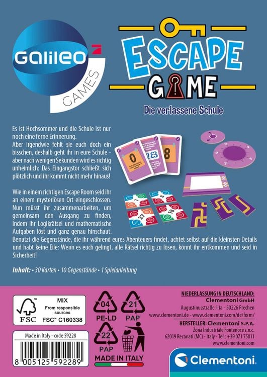 Produktbild: Escape Game - Die verlassene Schule (Spiel)