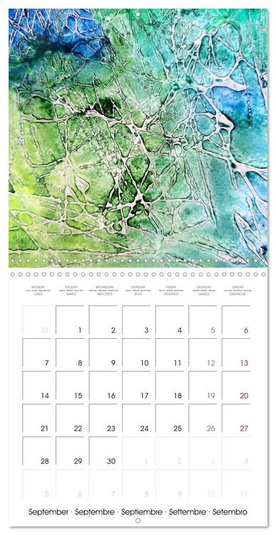 Produktbild: Emerald Waves - Watercolour experiments in green and blue (Wall Calendar 2026 12 &times; 12 Inch) CALVENDO 12 Month Wall Calendar