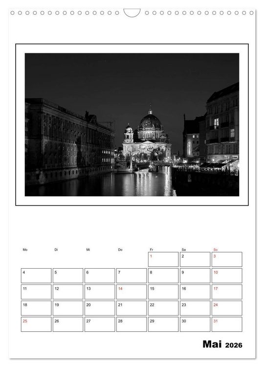 Produktbild: Berlin black & white (Wandkalender 2026 DIN A3 hoch), CALVENDO Monatskalender