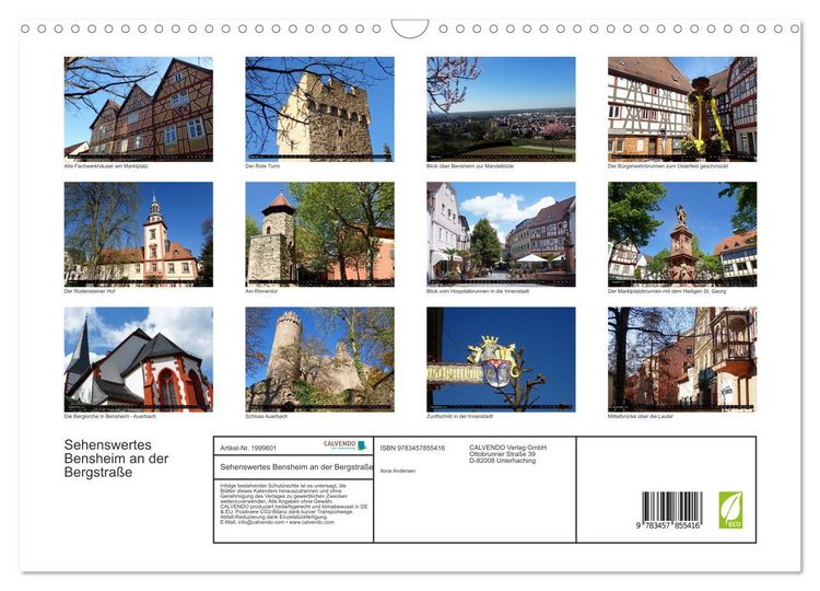Produktbild: Sehenswertes Bensheim an der Bergstra&szlig;e (Wandkalender 2026 DIN A3 quer), CALVENDO Monatskalender