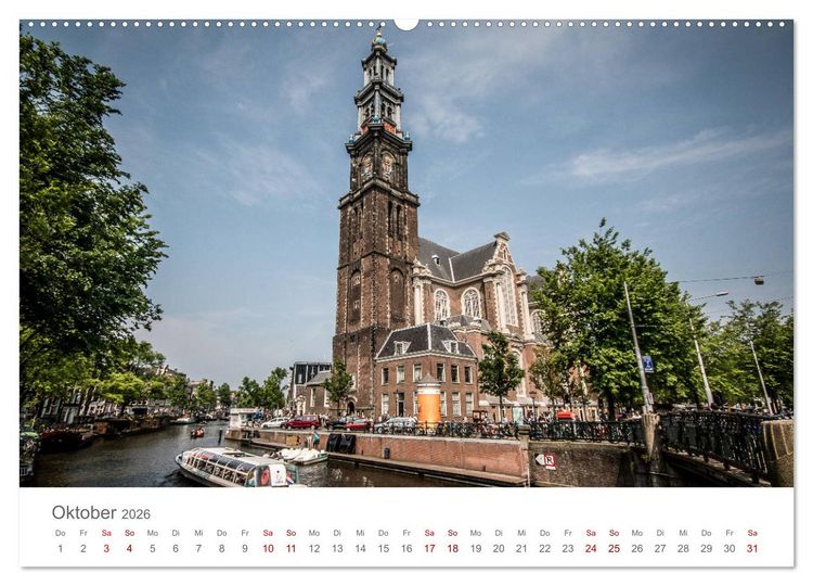 Produktbild: Amsterdam - Wasserstra&szlig;en und Grachten (Wandkalender 2026 DIN A2 quer), CALVENDO Monatskalender