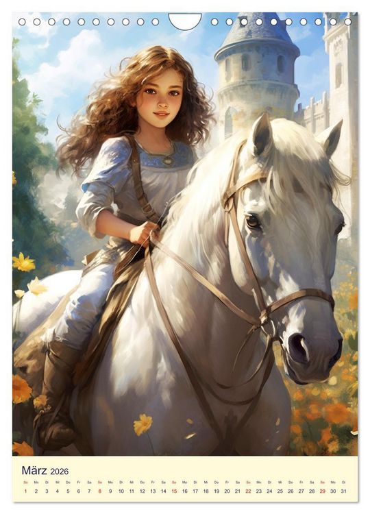 Produktbild: Kinder-Fantasy. Edle Burgfr&auml;ulein und Ritter im Mittelalter (Wandkalender 2026 DIN A4 hoch), CALVENDO Monatskalender