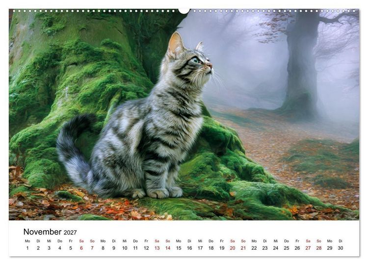 Produktbild: Schnurren & Streifen - Zw&ouml;lf Monate mit Tigerkatzen (hochwertiger Premium Wandkalender 2027 DIN A2 quer), Kunstdruck in Hochglanz