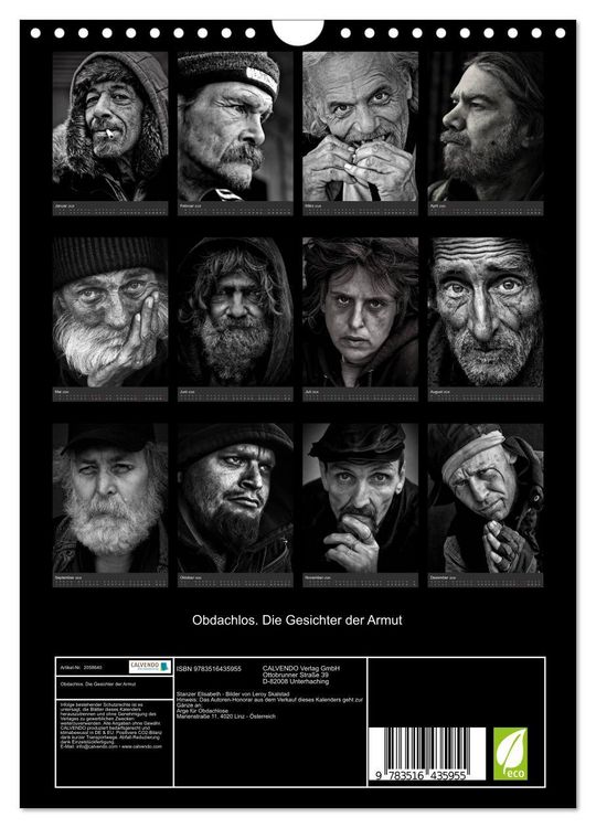 Produktbild: Obdachlos. Die Gesichter der Armut (Wandkalender 2026 DIN A4 hoch), CALVENDO Monatskalender