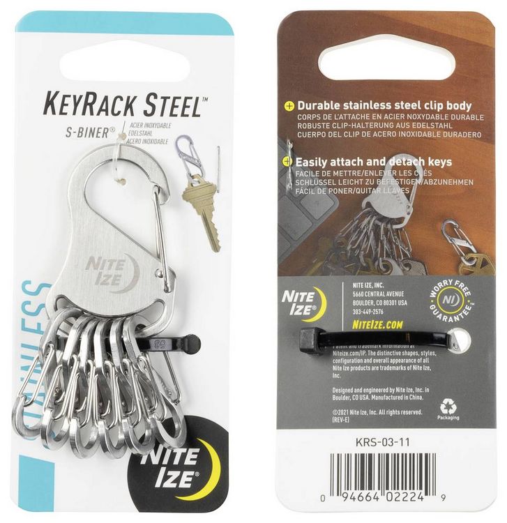 Produktbild: NITE Ize Schl&uuml;ssel-Karabiner NI-KRS-03-11 KeyRack 6 S-Biner Silber 1St.