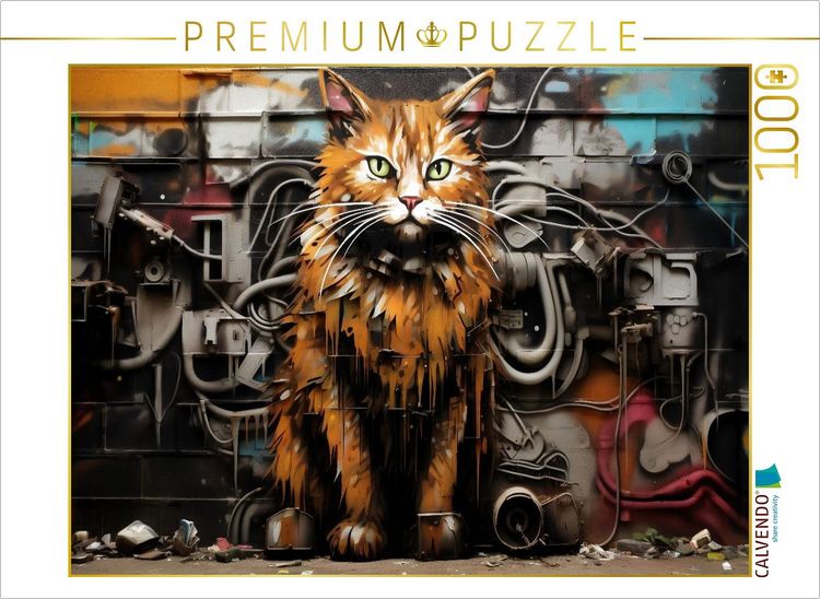 Produktbild: CALVENDO Puzzle Ein Motiv aus dem Kalender "Graffiti Katzen" | 1000 Teile Lege-Gr&ouml;&szlig;e 64x48cm Foto-Puzzle f&uuml;r gl&uuml;ckliche Stunden