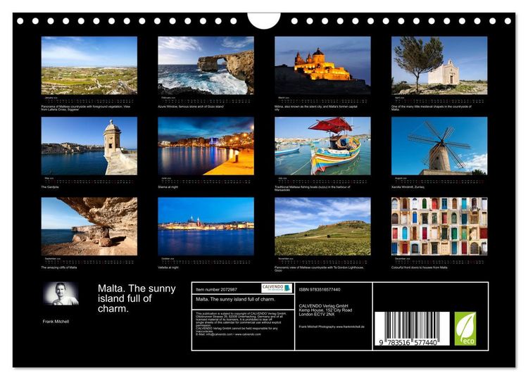 Produktbild: Malta. The sunny island full of charm. (Wall Calendar 2026 DIN A4 landscape), CALVENDO 12 Month Wall Calendar