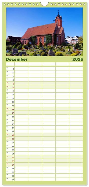 Produktbild: Familienplaner 2026 - Langeoog - Sch&ouml;nste Insel Ostfrieslands mit 5 Spalten (Wandkalender, 21 x 45 cm) CALVENDO