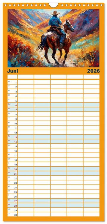 Produktbild: Familienplaner 2026 - Wild West Moments mit 5 Spalten (Wandkalender, 21 x 45 cm) CALVENDO