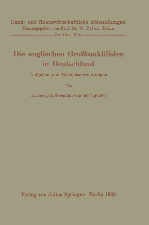Produktbild: Die englischen Gro&szlig;bankfilialen in Deutschland