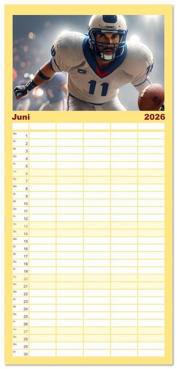 Produktbild: Familienplaner 2026 - American Football - im Team zum Sieg mit 5 Spalten (Wandkalender, 21 x 45 cm) CALVENDO
