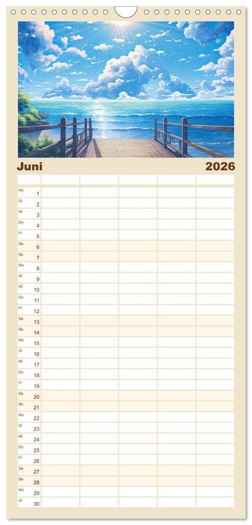Produktbild: Familienplaner 2026 - Inspirierende Str&auml;nde mit 5 Spalten (Wandkalender, 21 x 45 cm) CALVENDO
