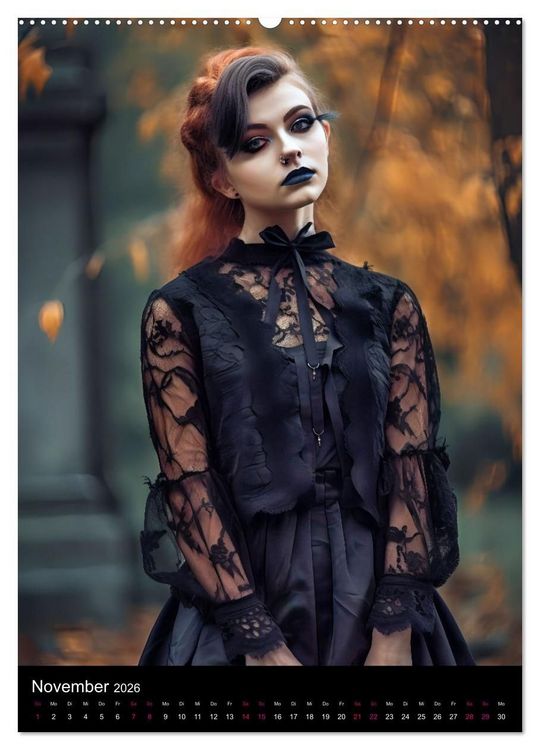 Produktbild: Gothic Kalender - Ein Jahr voller Gothic-Mystik und Eleganz (Wandkalender 2026 DIN A2 hoch), CALVENDO Monatskalender