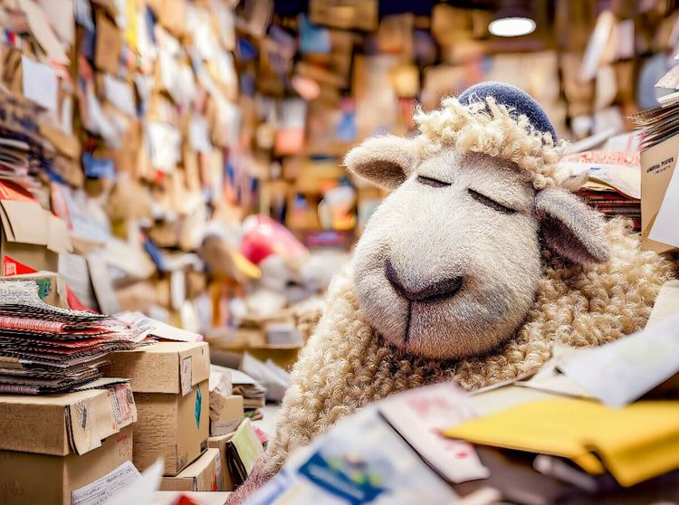 Produktbild: CALVENDO Puzzle Schaf schl&auml;ft friedlich im Paketzentrum Regal | 2000 Teile Lege-Gr&ouml;&szlig;e 90x67cm Foto-Puzzle f&uuml;r gl&uuml;ckliche Stunden
