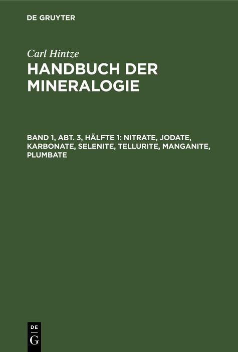 Produktbild: Nitrate, Jodate, Karbonate, Selenite, Tellurite, Manganite, Plumbate