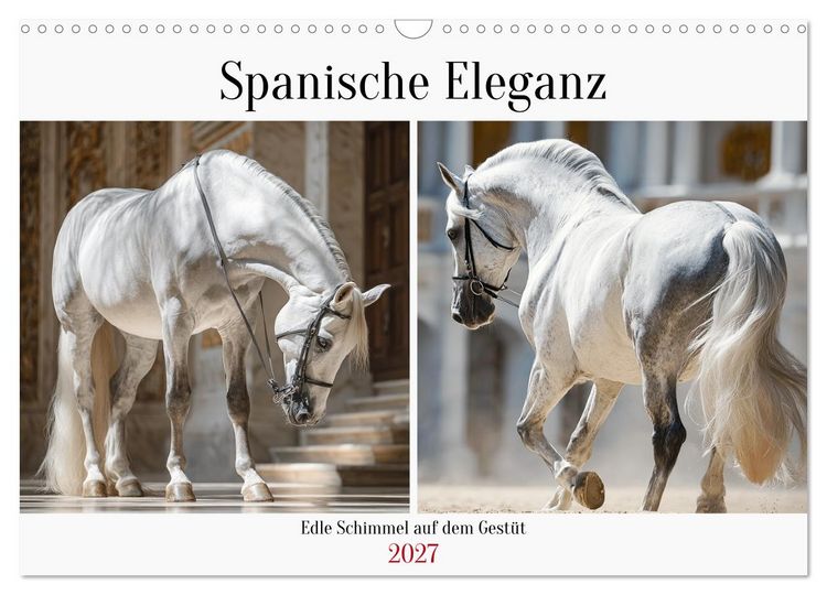 Produktbild: Spanische Eleganz. Edle Schimmel auf dem Gest&uuml;t (Wandkalender 2027 DIN A3 quer), CALVENDO Monatskalender